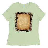 Matcha Burlap and Leopard  Black Frame Ladies Tee - CowCowDesign