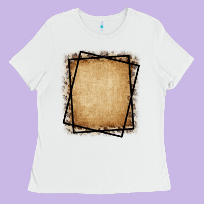 Burlap And Leopard  Black Frame Ladies Tee Designed By Cowcowdesign