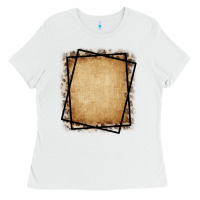 White Burlap and Leopard  Black Frame Ladies Tee - CowCowDesign