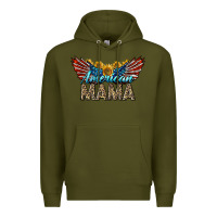 Army Green Western American Mama With Sunflowers Premium Hoodie - LillyAllenDesigns