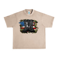 French Oak american flag with army boots Urban Heavy Tee - RanaPortraitStore