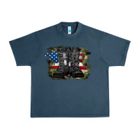 Midnight Navy american flag with army boots Urban Heavy Tee - RanaPortraitStore