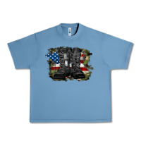 Pebble Blue american flag with army boots Urban Heavy Tee - RanaPortraitStore