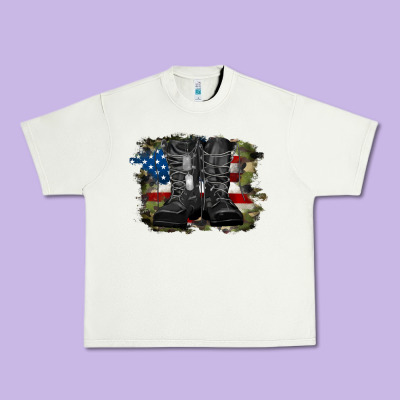 American Flag With Army Boots Urban Heavy Tee Designed By Ranaportraitstore
