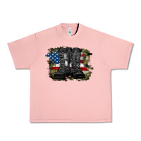 Salmon american flag with army boots Urban Heavy Tee - RanaPortraitStore