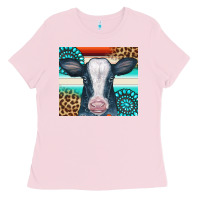 Bubblegum Pink Cow Tumbler Ladies Tee - CowCowDesign