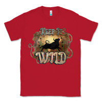 Red Keep it wild western bull Classic Tee - HowdyJamesFarm