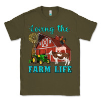 Army Green western loving the farm life barn cow pig rooster tractor wind wheel Classic Tee - Artiststas
