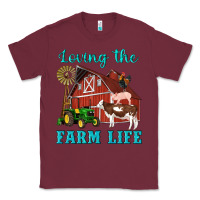 Burgundy western loving the farm life barn cow pig rooster tractor wind wheel Classic Tee - Artiststas