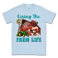 Dusty Blue western loving the farm life barn cow pig rooster tractor wind wheel Classic Tee - Artiststas