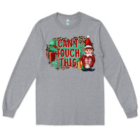 Heather Grey Christmas Can't Touch This Elf Long Sleeve Tee - FaDigitalArtStudio