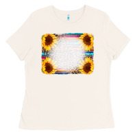 Bone Serape Bleached Sunflowers Leopard Background Ladies Tee - CowCowDesign