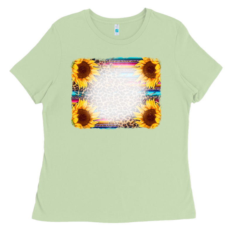 Serape Bleached Sunflowers Leopard Background Ladies Tee by CowCowDesign | Teevron