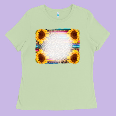 Serape Bleached Sunflowers Leopard Background Ladies Tee Designed By Cowcowdesign