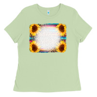 Matcha Serape Bleached Sunflowers Leopard Background Ladies Tee - CowCowDesign