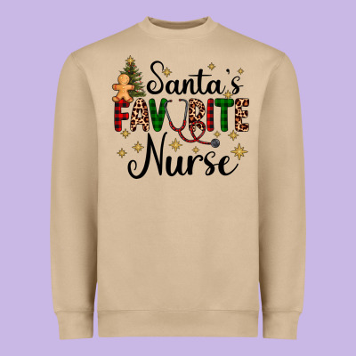 Santa's Favorite Nurse Heavyweight Sweatshirt Designed By Adodesignshop