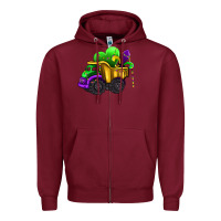 Burgundy loads of mardi gras truck Zipper Hoodie - AdoDesignShop
