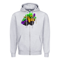 Heather Grey loads of mardi gras truck Zipper Hoodie - AdoDesignShop
