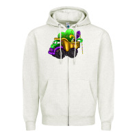Oatmeal Heather loads of mardi gras truck Zipper Hoodie - AdoDesignShop