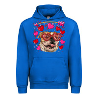 Cobalt valentine's day  brown english bulldog Urban Hoodie - RanaPortraitStore