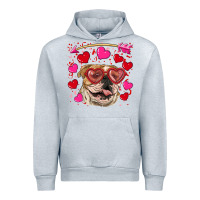 Heather Grey valentine's day  brown english bulldog Urban Hoodie - RanaPortraitStore