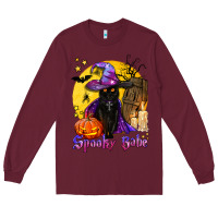 Burgundy spooky babe black witch cat Long Sleeve Tee - BundleAndBundleShop