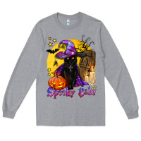 Heather Grey spooky babe black witch cat Long Sleeve Tee - BundleAndBundleShop