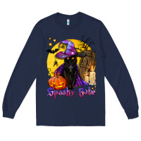 Navy spooky babe black witch cat Long Sleeve Tee - BundleAndBundleShop