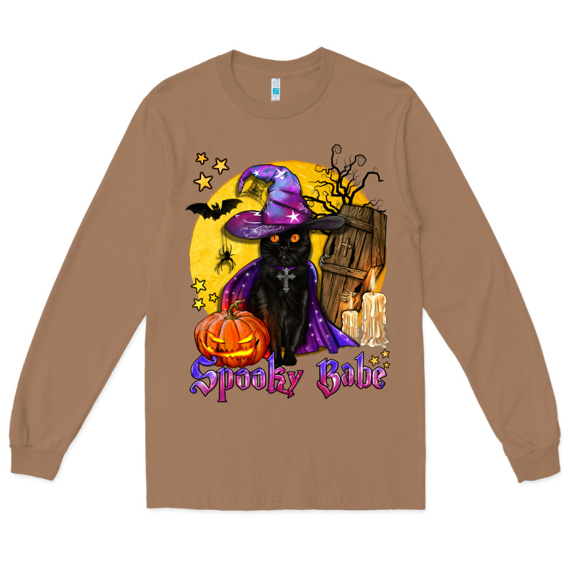 Spooky Babe Black Witch Cat Long Sleeve Tee by BundleAndBundleShop | Teevron
