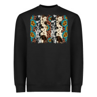 Black cowhide leopard gemstone brushstroke Heavyweight Sweatshirt - AdoDesignShop