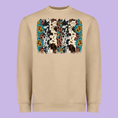 Cowhide Leopard Gemstone Brushstroke Heavyweight Sweatshirt Designed By Adodesignshop