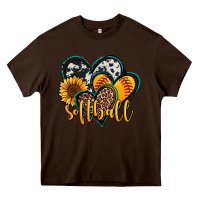 Chocolate Brown softball hearts Heavy Core Tee - Jasminsmagicworld