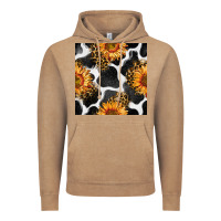 Vintage Coffee cowhide leopard sunflower seamless pattern Vintage Hoodie - BundleAndBundleShop