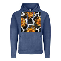 Vintage Denim cowhide leopard sunflower seamless pattern Vintage Hoodie - BundleAndBundleShop