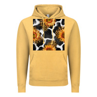 Vintage Mustard cowhide leopard sunflower seamless pattern Vintage Hoodie - BundleAndBundleShop