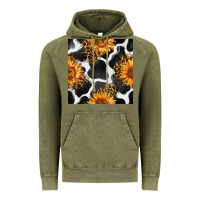Vintage Olive cowhide leopard sunflower seamless pattern Vintage Hoodie - BundleAndBundleShop