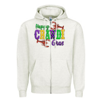 Oatmeal Heather happy mardi gras with lobster Zipper Hoodie - AdoDesignShop