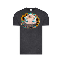 Vintage Black Sunflower Leopard Hedgehog Vintage Tee - Jasminsmagicworld
