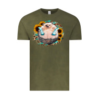 Vintage Olive Sunflower Leopard Hedgehog Vintage Tee - Jasminsmagicworld