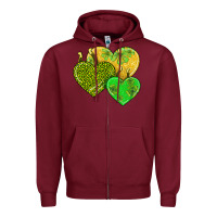 Burgundy st patricks day hearts Zipper Hoodie - AdoDesignShop