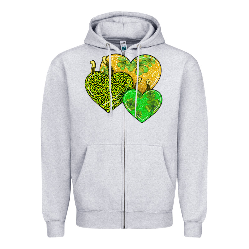 St Patricks Day Hearts Zipper Hoodie by AdoDesignShop | Teevron