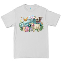 Dove Grey Easter truck farm animals Easter Day Premium Tee - HowdyJamesFarm