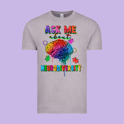 Ask Me About Neurodiversity Vintage Tee Designed By Fadigitalartstudio