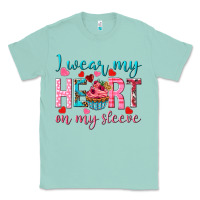 Seafoam I wear my heart on my sleeve Valentine's Day Classic Tee - HowdyJamesFarm
