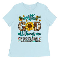 Baby Blue with god all things are possible Ladies Tee - OliviaCreatesArt