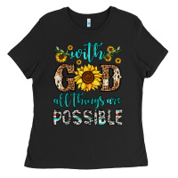 Black with god all things are possible Ladies Tee - OliviaCreatesArt