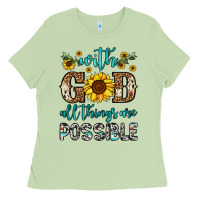 Matcha with god all things are possible Ladies Tee - OliviaCreatesArt