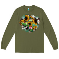 Army Green Texas Map Sunflower Cactus Serape Long Sleeve Tee - RanaPortraitStore