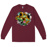 Burgundy Texas Map Sunflower Cactus Serape Long Sleeve Tee - RanaPortraitStore