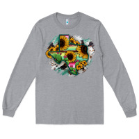 Heather Grey Texas Map Sunflower Cactus Serape Long Sleeve Tee - RanaPortraitStore